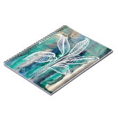 Turquoise Blauw & Teal Modern Botanische Waterverf Notitieboek (Linkerzijde)