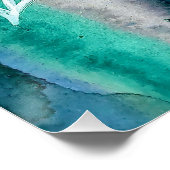 Turquoise Blauw & Teal Modern Botanische Waterverf Perfect Poster (Hoek)