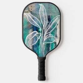 Turquoise Blauw & Teal Modern Botanische Waterverf Pickleball Paddle