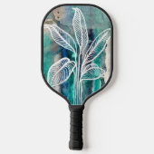 Turquoise Blauw & Teal Modern Botanische Waterverf Pickleball Paddle (Achterkant)