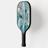 Turquoise Blauw & Teal Modern Botanische Waterverf Pickleball Paddle (Links)