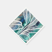 Turquoise Blauw & Teal Modern Botanische Waterverf Servet (Hoek)