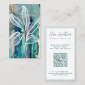 Turquoise Blauw & Teal Modern Botanische Waterverf Visitekaartje (Voorkant / Achterkant)