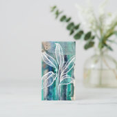 Turquoise Blauw & Teal Modern Botanische Waterverf Visitekaartje (Staand voorkant)
