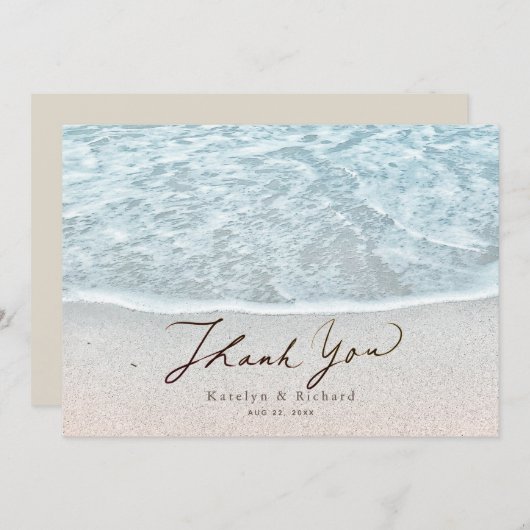 Turquoise Blauw Tropische Oceaan Strand Bruiloft Bedankkaart (Voorkant / Achterkant)