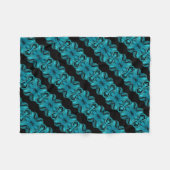 Turquoise Blauw Uniek Patroon/Strepen Fleece Deken (Voorkant (Horizontaal))