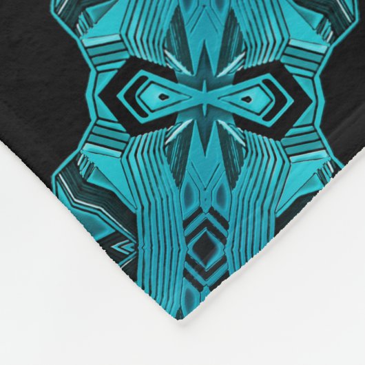 Turquoise Blauw Uniek Patroon/Strepen Fleece Deken (Hoek)