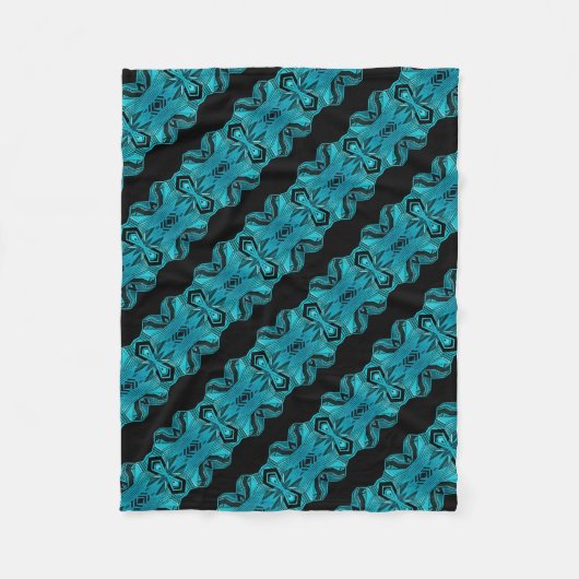 Turquoise Blauw Uniek Patroon/Strepen Fleece Deken (Voorkant)