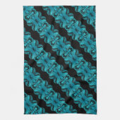 Turquoise Blauw Uniek Patroon/Strepen Theedoek (Verticaal)