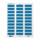 Turquoise Blauw Wit Blad Bladblad Elegant Bruiloft Etiket (Full Sheet)