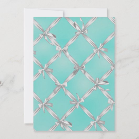 Turquoise Blauw & Wit Bogen Sweet 16 Party Foto Kaart (Achterkant)