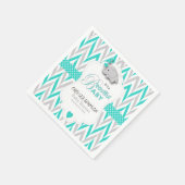 Turquoise blauw, wit grijs olifant Baby shower Servetten (Hoek)