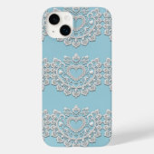 Turquoise Blauw Wit Kant Hart Bruiloft Bruids Case-Mate iPhone Case (Achterkant)