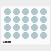 Turquoise Blauw Wit Kant Hart Bruiloft Bruids Ronde Sticker (Vel)