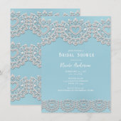 Turquoise Blauw Wit Kant Hart Vrijgezellenfeest Kaart (Voorkant / Achterkant)