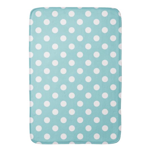 Turquoise Blauw & Wit Polka Dots Dot Badmat (Voorkant Verticaal)