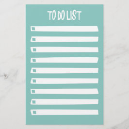 Turquoise Blauw Witte Eenvoudige Meisjesachtige Ta Briefpapier