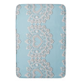 Turquoise Blauw Witte Kant Hart Trouw Bruids- Badmat (Voorkant Verticaal)