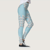 Turquoise Blauw Witte Kant Hart Trouw Bruids- Leggings (Rechts)