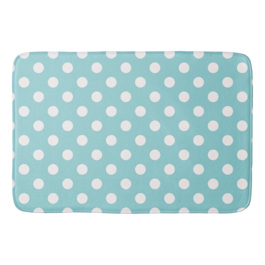 Turquoise Blauw & Witte Stippen Stip Badmat (Voorkant)