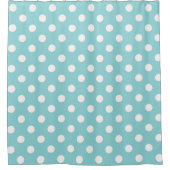 Turquoise Blauw & Witte Stippen Stip Douchegordijn (Voorkant)