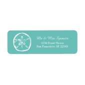 Turquoise blauw zand dollar Retouradres Labels (Voorkant)