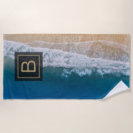 Turquoise Blauw Zee Palm Coast Sandy Beach Strandlaken (Voorkant)