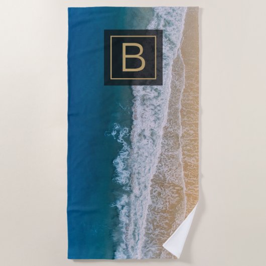 Turquoise Blauw Zee Palm Coast Sandy Beach Strandlaken (Voorkant)