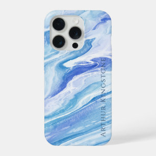 Turquoise Blauw Zeegezicht Marmer  iPhone 15 Pro Case