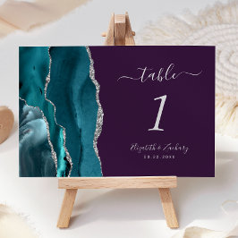 Turquoise Blauw Zilver Agate Paarse Trouw Tafel Nu Kaart
