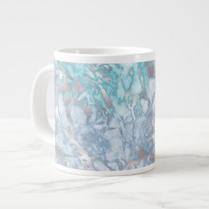 Turquoise Blauw Zilver Marmer Grote Koffiekop
