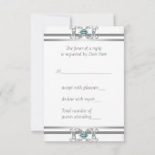 Turquoise Blauw Zilver Quinceanera RSVP (Achterkant)