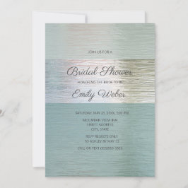 Turquoise Blauw Zilveren Zee Glas Bruiloft Kaart