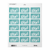 Turquoise blauwe afstudeer dikke typografie adres etiket (Full Sheet)