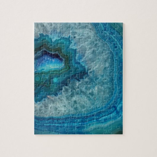Turquoise Blauwe Agaat Geode Edelsteen Legpuzzel (Verticaal)