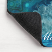 Turquoise Blauwe Agaat Geode Monogram Naam Muismat (Hoek)