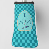 Turquoise Blauwe & Aqua Geruite Monogram  Golfheadcover (Draai 90)
