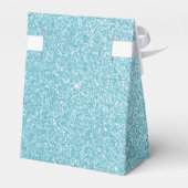 Turquoise Blauwe Aqua Glitter & Glans Monogram Bedankdoosjes (Achterkant)
