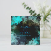 Turquoise Blauwe Avond Bos Bruiloft Kaart (Staand voorkant)
