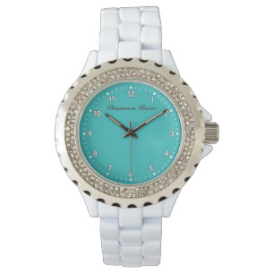Turquoise Blauwe Basis Kleurenreeks Horloge