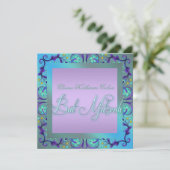 Turquoise Blauwe Bat Mitzvah Uitnodigingen (Staand voorkant)