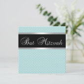 Turquoise Blauwe Bat Mitzvah Uitnodigingen (Staand voorkant)