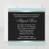 Turquoise Blauwe Bat Mitzvah Uitnodigingen (Achterkant)