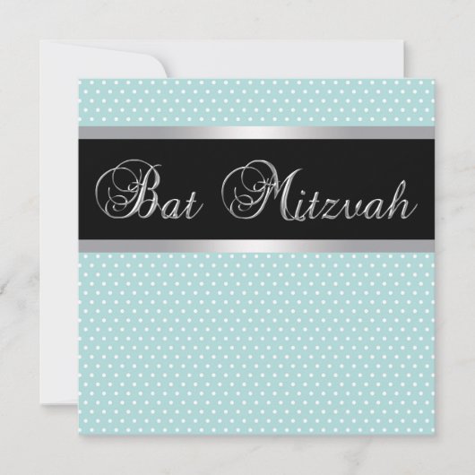 Turquoise Blauwe Bat Mitzvah Uitnodigingen (Voorkant)