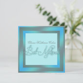 Turquoise Blauwe Bat Mitzvah Uitnodigingen (Staand voorkant)