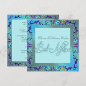 Turquoise Blauwe Bat Mitzvah Uitnodigingen (Voorkant / Achterkant)