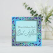 Turquoise Blauwe Bat Mitzvah Uitnodigingen (Staand voorkant)