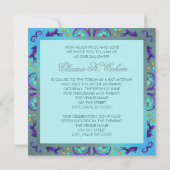 Turquoise Blauwe Bat Mitzvah Uitnodigingen (Achterkant)