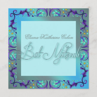 Turquoise Blauwe Bat Mitzvah Uitnodigingen