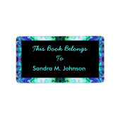 Turquoise Blauwe Boekplaat Etiket (Voorkant)